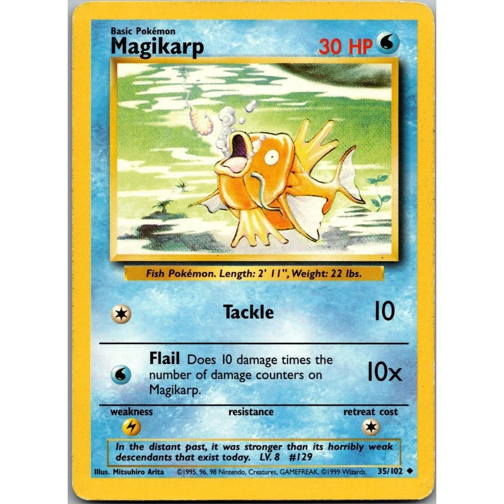 Pokemon Magikarp 35/102 Base Set Uncommon 1999 WOTC Vintage Card LP